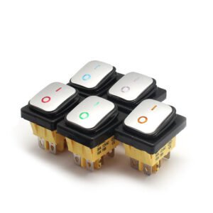 6 Pin 2 Position Rocker Switch with LED Silver Painting KCD4