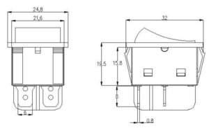 6 Pin 3 Position Rocker Switch Black Shell 6 LED on off on rocker switch