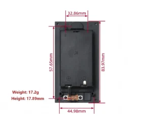 Dimension Diagram of 2 AA Square Panel-Mount Battery Holder with Switch