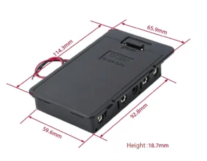 Dimension Diagram of 6 AA Battery Holder with Cover