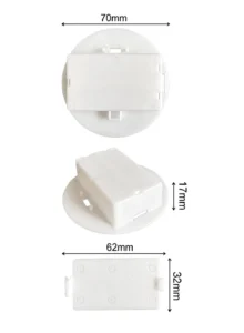 70mm Diameter White Round 2 AA Battery Holder Dimensional Drawing