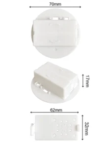 70mm Diameter White Round 2 AA Battery Holder With Switch and Tryme Hole Dimensional Drawing